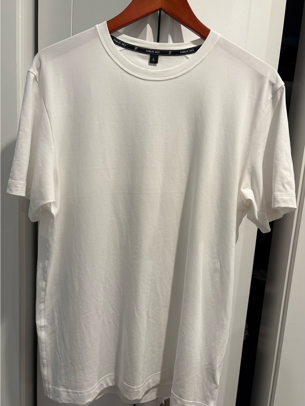 Public Rec White Performance Crew Neck T-Shirt Mens Large Pima Cotton Stretch